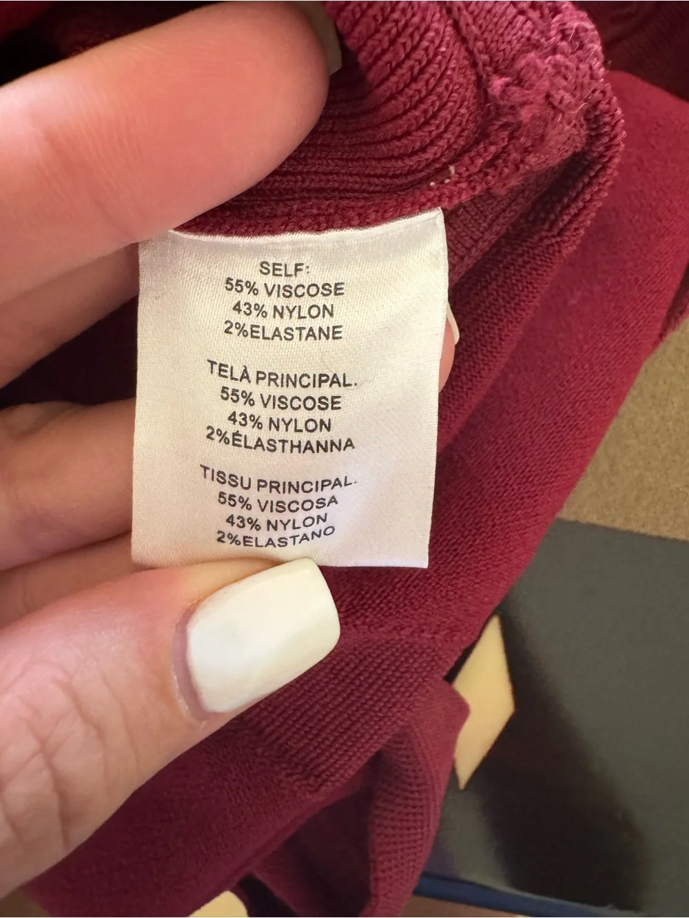 NWT Nicole Miller Rib-Knit Long Sleeve Ruffle Hem Dress - Burgundy